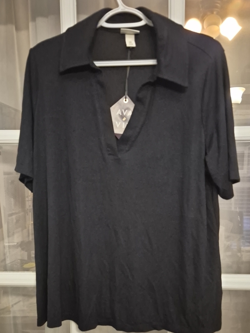 Ava & Viv Black Polo-Style V-Neck XXL